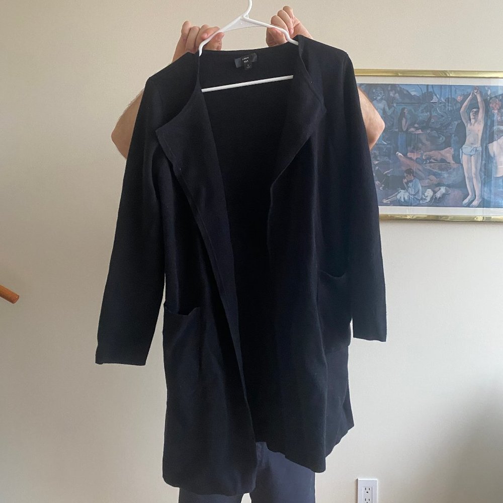 J Crew Juliette Collarless Blazer Sweater Black